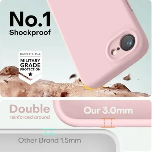 LOVE 3000 iPhone 16e uchun mo'ljallangan g'ilof, [Yumshoq tirnalishga qarshi mikrofiber astar] bilan Premium silikon, erkaklar ayollar qizlar uchun zarbaga chidamli himoya telefon g'ilofi 6.1