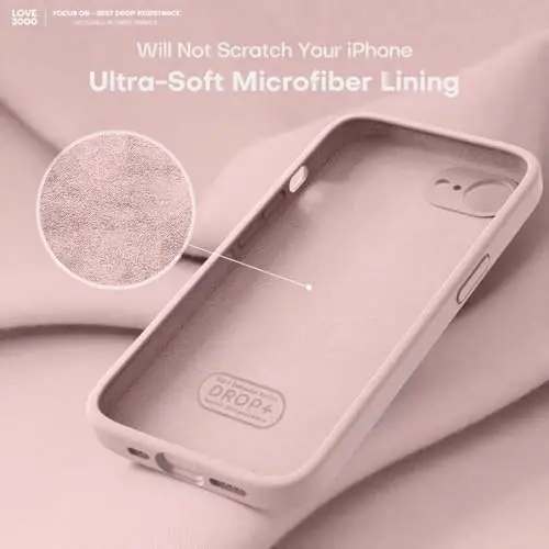 LOVE 3000 iPhone 16e uchun mo'ljallangan g'ilof, [Yumshoq tirnalishga qarshi mikrofiber astar] bilan Premium silikon, erkaklar ayollar qizlar uchun zarbaga chidamli himoya telefon g'ilofi 6.1