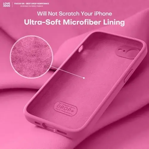 LOVE 3000 iPhone 16e uchun mo'ljallangan g'ilof, [Yumshoq tirnalishga qarshi mikrofiber astar] bilan Premium silikon, erkaklar, ayollar, qizlar uchun zarbaga chidamli himoya telefon g'ilofi 6.1