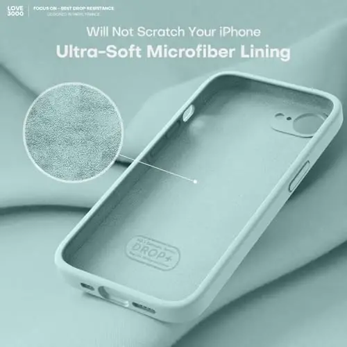 LOVE 3000 iPhone 16e uchun mo'ljallangan g'ilof, [Yumshoq tirnalishga qarshi mikrofiber astar] bilan premium silikon, erkaklar ayollar qizlar uchun zarbaga chidamli himoya telefon g'ilofi 6.1