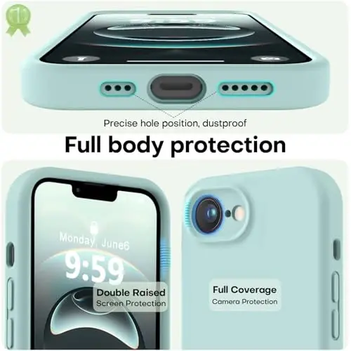 LOVE 3000 iPhone 16e uchun mo'ljallangan g'ilof, [Yumshoq tirnalishga qarshi mikrofiber astar] bilan premium silikon, erkaklar ayollar qizlar uchun zarbaga chidamli himoya telefon g'ilofi 6.1