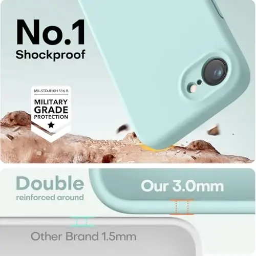 LOVE 3000 iPhone 16e uchun mo'ljallangan g'ilof, [Yumshoq tirnalishga qarshi mikrofiber astar] bilan premium silikon, erkaklar ayollar qizlar uchun zarbaga chidamli himoya telefon g'ilofi 6.1