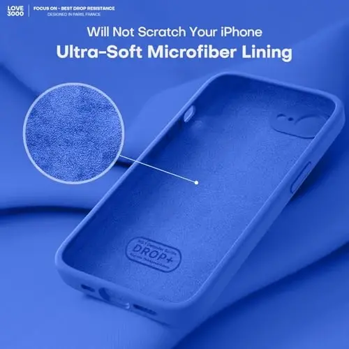 LOVE 3000 iPhone 16e uchun mo'ljallangan g'ilof, [Yumshoq tirnalishga qarshi mikrofiber astarli] Premium silikon zarbaga chidamli himoya telefon g'ilofi erkaklar ayollar qizlar 6,1
