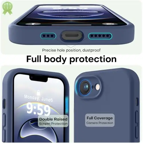 LOVE 3000 iPhone 16e uchun mo'ljallangan g'ilof, [Yumshoq tirnalishga qarshi mikrofiber astarli] Premium silikon zarbga chidamli himoya telefon g'ilofi erkaklar ayollar qizlar uchun 6.1