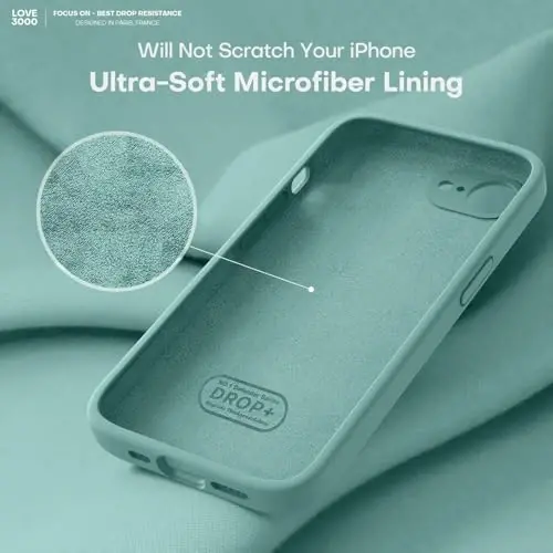 LOVE 3000 iPhone 16e uchun moʻljallangan gʻilof, [Yumshoq tirnalishga qarshi mikrofiber qoplamali] Premium silikon, zarbga chidamli himoya telefon gʻilofi erkaklar, ayollar va qizlar uchun 6,1