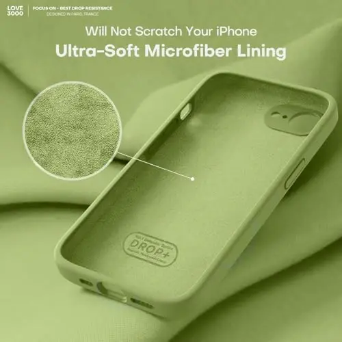 LOVE 3000 iPhone 16e uchun mo'ljallangan g'ilof, yuqori sifatli silikon [Yumshoq tirnalishga qarshi mikrofiber astar] Zarbadan himoya qiluvchi telefon g'ilofi erkaklar ayollar qizlar uchun 6.1