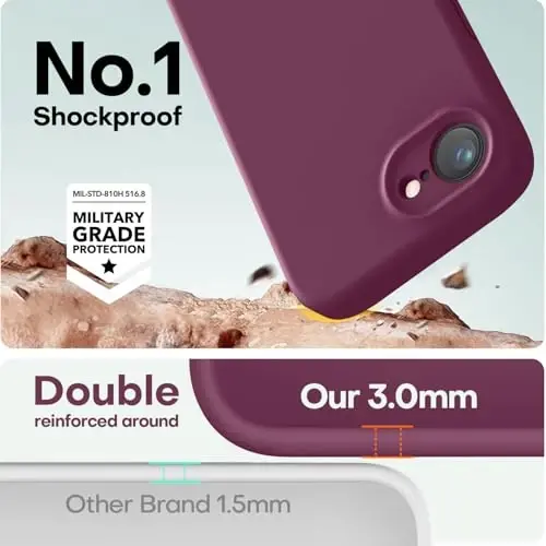 LOVE 3000 iPhone 16e uchun mo'ljallangan g'ilof, yuqori sifatli silikon, [Yumshoq tirnalishga qarshi mikrofiber astar] Zarbadan himoya qiluvchi telefon g'ilofi erkaklar ayollar qizlar uchun 6,1