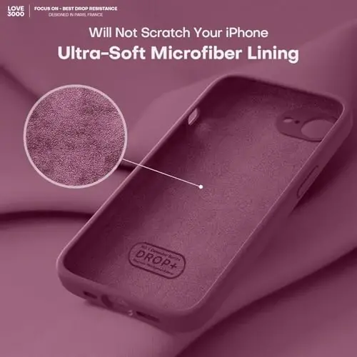 LOVE 3000 iPhone 16e uchun mo'ljallangan g'ilof, yuqori sifatli silikon, [Yumshoq tirnalishga qarshi mikrofiber astar] Zarbadan himoya qiluvchi telefon g'ilofi erkaklar ayollar qizlar uchun 6,1