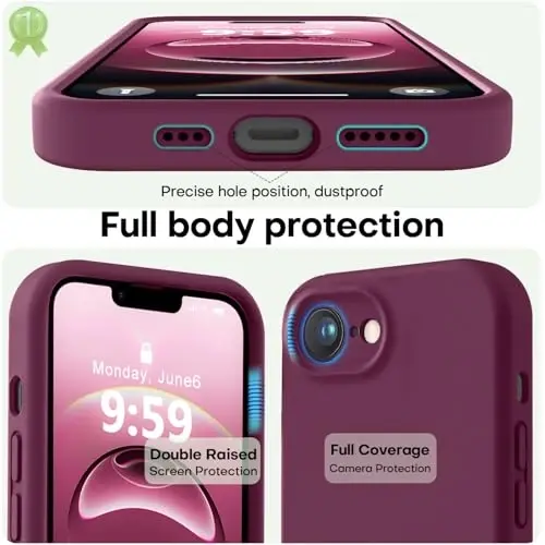LOVE 3000 iPhone 16e uchun mo'ljallangan g'ilof, yuqori sifatli silikon, [Yumshoq tirnalishga qarshi mikrofiber astar] Zarbadan himoya qiluvchi telefon g'ilofi erkaklar ayollar qizlar uchun 6,1