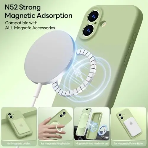 LOVE 3000 iPhone 17 G‘ilof uchun mo‘ljallangan, Premium Silikon [Magsafe bilan mos keladi][Yumshoq tirnalishga qarshi mikrofaser astar] Erkaklar va ayollar uchun zarbaga chidamli himoya telefon g‘ilofi 6.3
