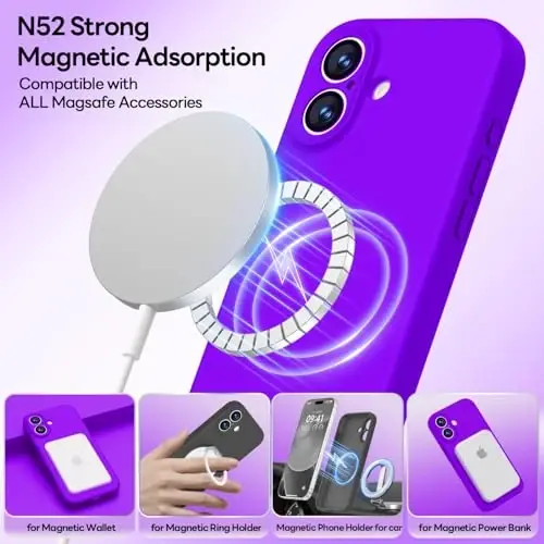 LOVE 3000 Designed for iPhone 17 Case, Premium Silicone [Compatible with Magsafe][Soft Anti-Scratch Microfiber Lining] Shockproof Protective Phone Case for Men Women 6.3