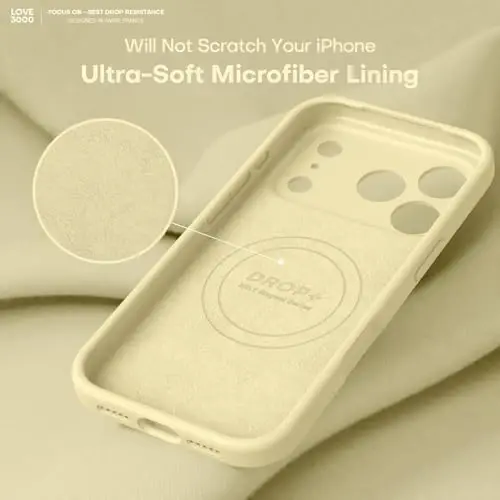LOVE 3000 iPhone 17 Pro G‘ilofi uchun mo‘ljallangan, Premium Silikon [Magsafe bilan mos keladi][Yumshoq tirnalishga qarshi mikrofaser qoplama] Erkaklar va ayollar uchun zarbaga chidamli himoya telefon g‘ilofi 6.3