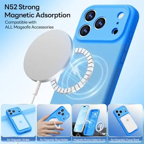 LOVE 3000 Designed for iPhone 17 Pro Case, Premium Silicone [Compatible with Magsafe][Soft Anti-Scratch Microfiber Lining] Shockproof Protective Phone Case for Men Women 6.3