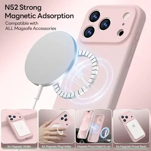 LOVE 3000 iPhone 17 Pro Max Kılıf için Tasarlandı, Premium Silikon [Magsafe Uyumlu] [Yumuşak Çizilmez Mikrofiber Astar] Erkekler Kadınlar için Darbeye Dayanıklı Koruyucu Telefon Kılıfı 6.9