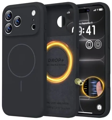 LOVE 3000 Magnetic for iPhone 18 Pro Case Silicone, Black | Compatible with Magsafe, Camera Protection, Soft Microfiber Lining, Slim Shockproof Protective Case for iPhone 18 Pro - 1