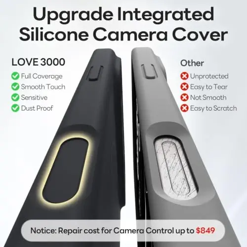 LOVE 3000 Magnetic for iPhone 18 Pro Case Silicone, Black | Compatible with Magsafe, Camera Protection, Soft Microfiber Lining, Slim Shockproof Protective Case for iPhone 18 Pro - 4