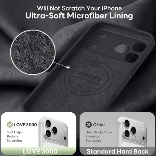 LOVE 3000 Magnetic for iPhone 18 Pro Case Silicone, Black | Compatible with Magsafe, Camera Protection, Soft Microfiber Lining, Slim Shockproof Protective Case for iPhone 18 Pro - 6