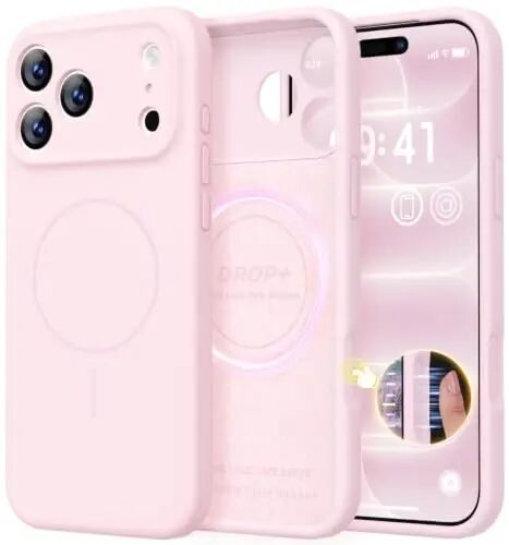 LOVE 3000 Magnetic for iPhone 18 Pro Case Silicone, Chalk Pink | Compatible with Magsafe, Camera Protection, Soft Microfiber Lining, Slim Shockproof Protective Case for iPhone 18 Pro - LOVE 3000