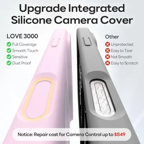 LOVE 3000 Magnetic for iPhone 18 Pro Case Silicone, Chalk Pink | Compatible with Magsafe, Camera Protection, Soft Microfiber Lining, Slim Shockproof Protective Case for iPhone 18 Pro - 4