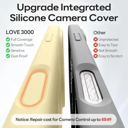 LOVE 3000 Magnetic for iPhone 18 Pro Case Silicone, Creamy Yellow | Compatible with Magsafe, Camera Protection, Soft Microfiber Lining, Slim Shockproof Protective Case for iPhone 18 Pro - 4