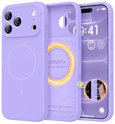 LOVE 3000 Magnetic for iPhone 18 Pro Case Silicone, Light Purple | Compatible with Magsafe, Camera Protection, Soft Microfiber Lining, Slim Shockproof Protective Case for iPhone 18 Pro - 1