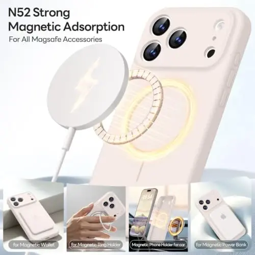 LOVE 3000 Magnetic for iPhone 18 Pro Case Silicone, Stone | Compatible with Magsafe, Camera Protection, Soft Microfiber Lining, Slim Shockproof Protective Case for iPhone 18 Pro - 3
