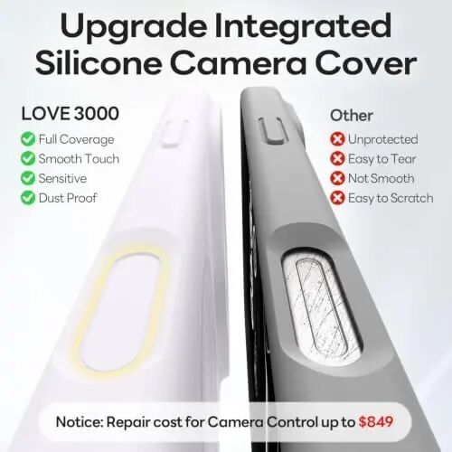 LOVE 3000 Magnetic for iPhone 18 Pro Case Silicone, White | Compatible with Magsafe, Camera Protection, Soft Microfiber Lining, Slim Shockproof Protective Case for iPhone 18 Pro - 3