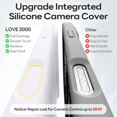 LOVE 3000 Magnetic for iPhone 18 Pro Case Silicone, White | Compatible with Magsafe, Camera Protection, Soft Microfiber Lining, Slim Shockproof Protective Case for iPhone 18 Pro - 3