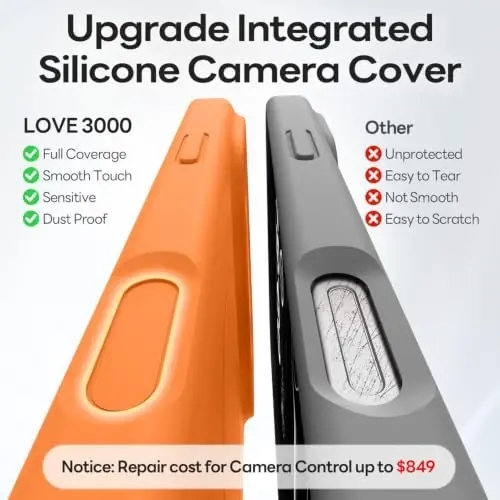 LOVE 3000 Magnetic for iPhone 18 Pro Max Case Silicone, Bright Orange | Compatible with Magsafe, Camera Protection, Soft Microfiber Lining, Slim Shockproof Protective Case for iPhone 18 Pro Max - 4