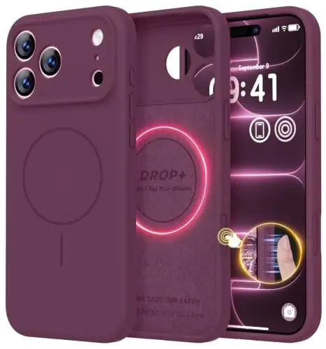 LOVE 3000 Magnetic for iPhone 18 Pro Max Case Silicone, Burgundy | Compatible with Magsafe, Camera Protection, Soft Microfiber Lining, Slim Shockproof Protective Case for iPhone 18 Pro Max - 1