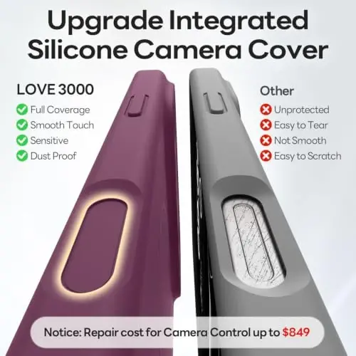 LOVE 3000 Magnetic for iPhone 18 Pro Max Case Silicone, Burgundy | Compatible with Magsafe, Camera Protection, Soft Microfiber Lining, Slim Shockproof Protective Case for iPhone 18 Pro Max - 4