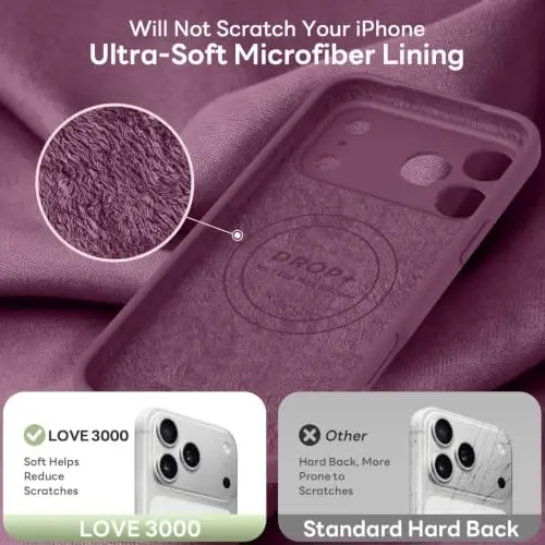 LOVE 3000 Magnetic for iPhone 18 Pro Max Case Silicone, Burgundy | Compatible with Magsafe, Camera Protection, Soft Microfiber Lining, Slim Shockproof Protective Case for iPhone 18 Pro Max - 6