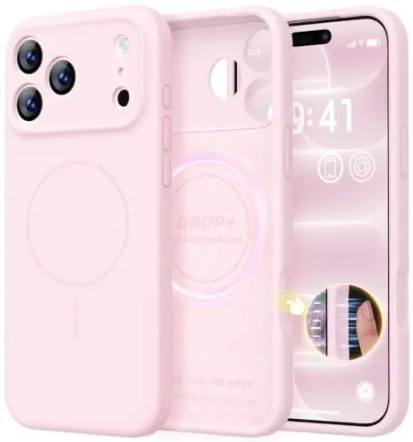 LOVE 3000 Magnetic for iPhone 18 Pro Max Case Silicone, Chalk Pink | Compatible with Magsafe, Camera Protection, Soft Microfiber Lining, Slim Shockproof Protective Case for iPhone 18 Pro Max - 1
