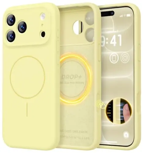 LOVE 3000 Magnetic for iPhone 18 Pro Max Case Silicone, Creamy Yellow | Compatible with Magsafe, Camera Protection, Soft Microfiber Lining, Slim Shockproof Protective Case for iPhone 18 Pro Max - 1