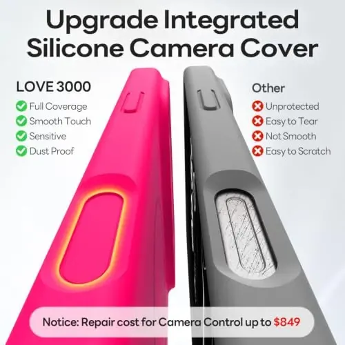 LOVE 3000 Magnetic for iPhone 18 Pro Max Case Silicone, Hot Pink | Compatible with Magsafe, Camera Protection, Soft Microfiber Lining, Slim Shockproof Protective Case for iPhone 18 Pro Max - 4