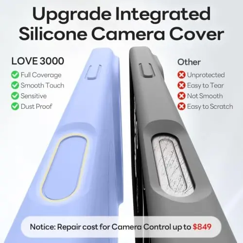 LOVE 3000 Magnetic for iPhone 18 Pro Max Case Silicone, Light Blue | Compatible with Magsafe, Camera Protection, Soft Microfiber Lining, Slim Shockproof Protective Case for iPhone 18 Pro Max - 4