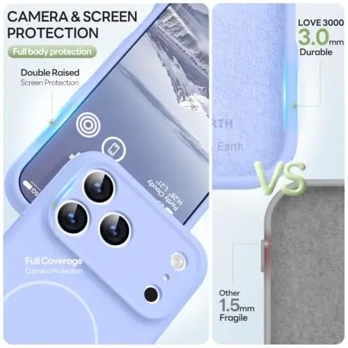 LOVE 3000 Magnetic for iPhone 18 Pro Max Case Silicone, Light Blue | Compatible with Magsafe, Camera Protection, Soft Microfiber Lining, Slim Shockproof Protective Case for iPhone 18 Pro Max - 5