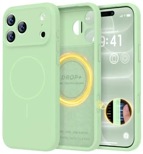 LOVE 3000 Magnetic for iPhone 18 Pro Max Case Silicone, Matcha | Compatible with Magsafe, Camera Protection, Soft Microfiber Lining, Slim Shockproof Protective Case for iPhone 18 Pro Max - 1