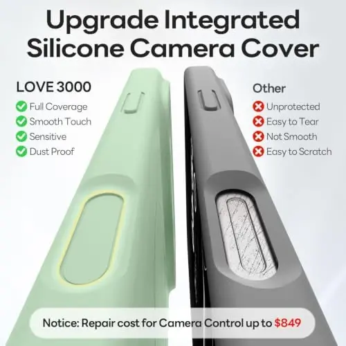 LOVE 3000 Magnetic for iPhone 18 Pro Max Case Silicone, Matcha | Compatible with Magsafe, Camera Protection, Soft Microfiber Lining, Slim Shockproof Protective Case for iPhone 18 Pro Max - 4