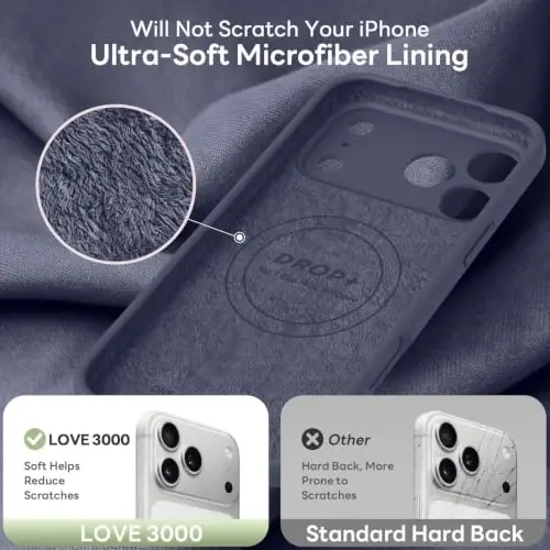 LOVE 3000 Magnetic for iPhone 18 Pro Max Case Silicone, Navy Blue | Compatible with Magsafe, Camera Protection, Soft Microfiber Lining, Slim Shockproof Protective Case for iPhone 18 Pro Max - 6