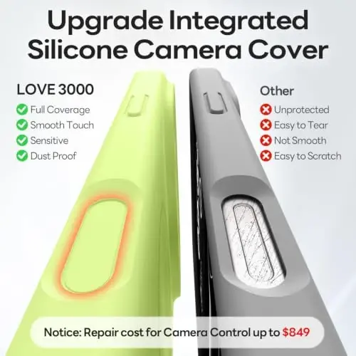LOVE 3000 Magnetic for iPhone 18 Pro Max Case Silicone, Neon Yellow | Compatible with Magsafe, Camera Protection, Soft Microfiber Lining, Slim Shockproof Protective Case for iPhone 18 Pro Max - 4