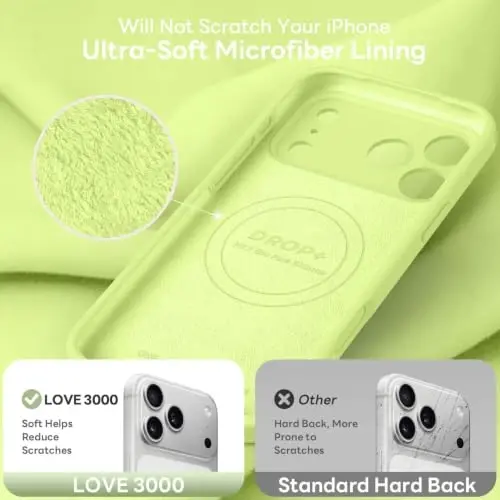LOVE 3000 Magnetic for iPhone 18 Pro Max Case Silicone, Neon Yellow | Compatible with Magsafe, Camera Protection, Soft Microfiber Lining, Slim Shockproof Protective Case for iPhone 18 Pro Max - 6
