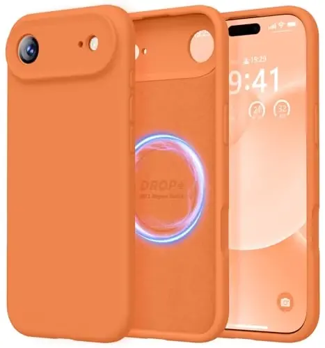 LOVE 3000 Magnetic for iPhone Air Case Premium Silicone, Bright Orange | Compatible with Magsafe, Camera Protection, Soft Microfiber Lining, Slim Shockproof Protective Case for iPhone Air - 1