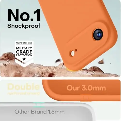 LOVE 3000 Magnetic for iPhone Air Case Premium Silicone, Bright Orange | Compatible with Magsafe, Camera Protection, Soft Microfiber Lining, Slim Shockproof Protective Case for iPhone Air - 3