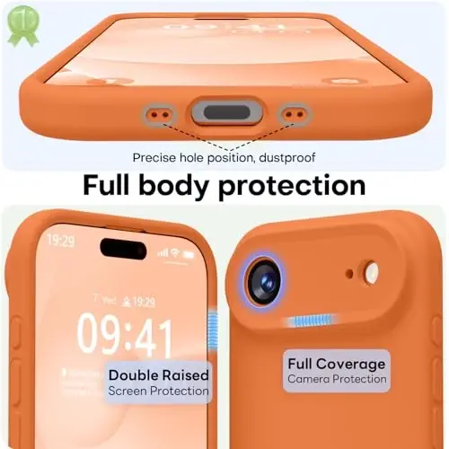 LOVE 3000 Magnetic for iPhone Air Case Premium Silicone, Bright Orange | Compatible with Magsafe, Camera Protection, Soft Microfiber Lining, Slim Shockproof Protective Case for iPhone Air - 6