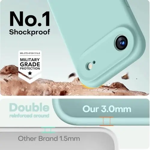 LOVE 3000 Magnetic for iPhone Air Case Premium Silicone, Mint | Compatible with Magsafe, Camera Protection, Soft Microfiber Lining, Slim Shockproof Protective Case for iPhone Air - 3