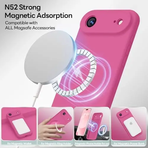 LOVE 3000 Magnetic for iPhone Air Case Premium Silicone, Pitaya | Compatible with Magsafe, Camera Protection, Soft Microfiber Lining, Slim Shockproof Protective Case for iPhone Air - 2