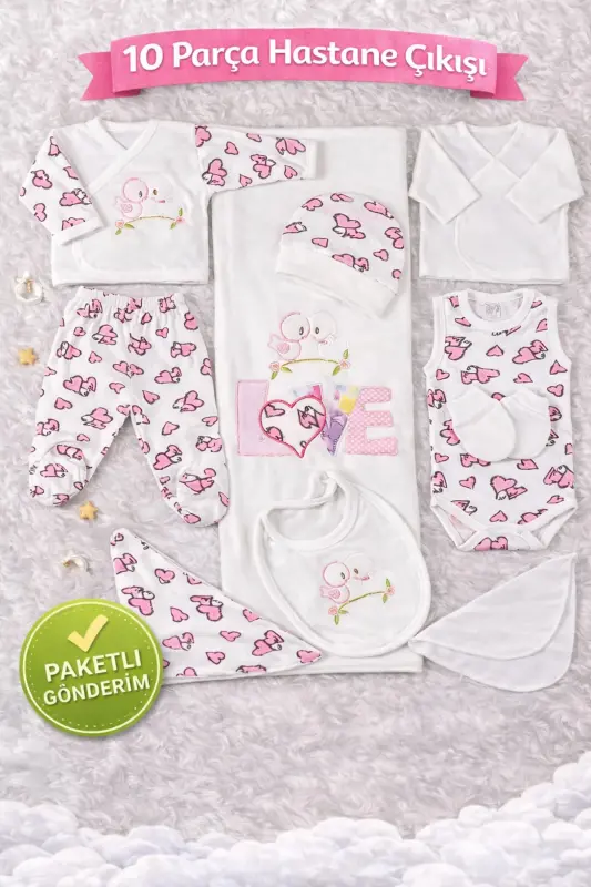 Love Girl 10 Piece Newborn Hospital Discharge Set - 3