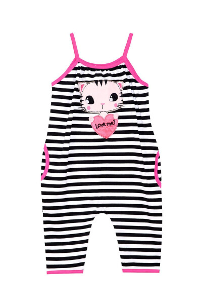 Love Me Striped Cat Sleeveless Jumpsuit for Girls - 13