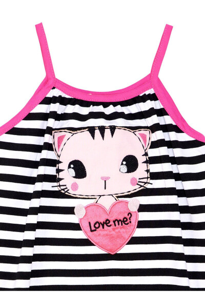 Love Me Striped Cat Sleeveless Jumpsuit for Girls - 15